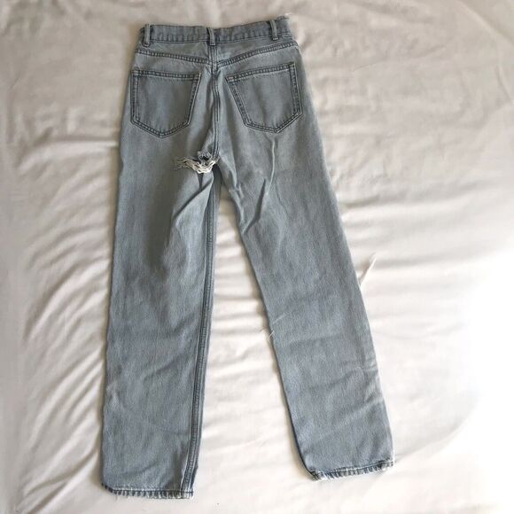 REFORMATION Womens Crop High Rise Tahoe Destroyed Distressed Jeans Blue Sz 24 - Picture 11 of 12